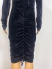 SEXY RUCHED FRONT LONG DRESS