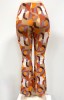 Women High Waist Sexy Printed Flare Pants Stretchy Bell Bottom