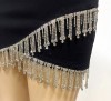 BLACK MINI SKIRT WITH EMBELISHED FRINGE HEM