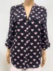 HEART PRINT BUTTON FRONT CASUAL LONG SLEEVE