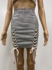ELLISE LEATHER CHECKERED MINI SKIRT