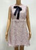 TWEED DRESS WITH BLACK RIBBON AND TASSEL DETAILED