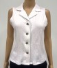 White Sleeveless Full Button