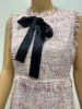 TWEED DRESS WITH BLACK RIBBON AND TASSEL DETAILED