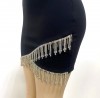 BLACK MINI SKIRT WITH EMBELISHED FRINGE HEM