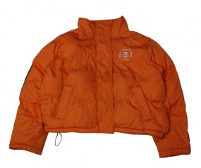 Stussy Orange Monogramed Puffer Jacket