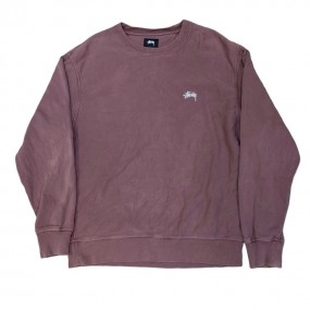 Stussy Cotton Stock Logo Crewneck - Light Red