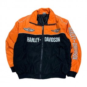 Vintage 00s Y2K Harley-Davidson Racing Bomber Jacket Black