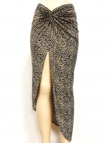 SOLID RIB RUCHED MIDI SKIRT