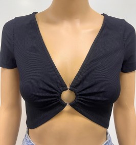 SUPRE WOMEN'S BLACK CROP TOP