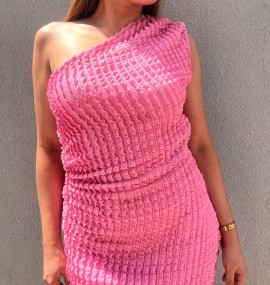 One Sided Pink Maxi Dress