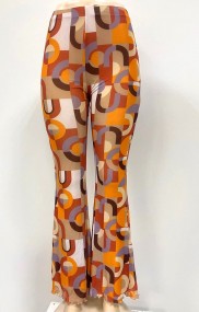 Women High Waist Sexy Printed Flare Pants Stretchy Bell Bottom