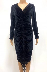 SEXY RUCHED FRONT LONG DRESS