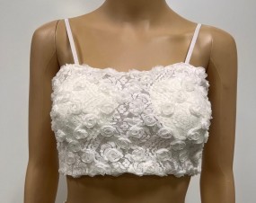 SOLID WHITE FLORAL CROP TOP