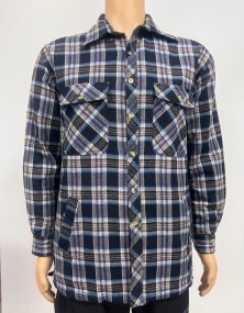 Men's Long Sleeve Checkered Shirt Navy Blue