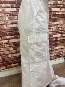 White Cargo Midi Skirt