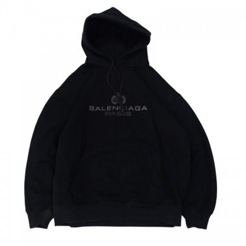 Balenciaga Black Cotton Logo Hooded