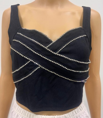 Y2k Rhine stone Crop Top