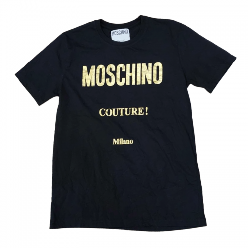 Moschino Couture Black Metallic Logo Printed
