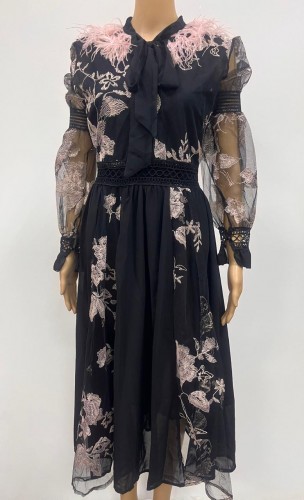 Fushi Feather Long Dress