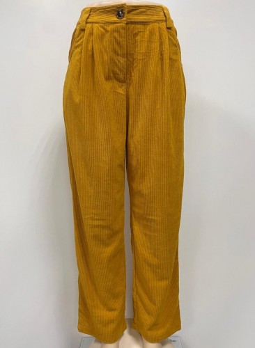 Women Corduroy Yellow Pants