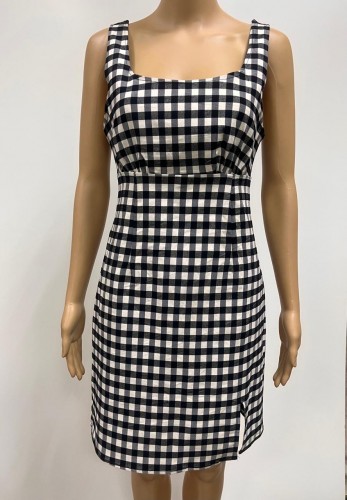 ALLY'S SLEEVELESS CHECKERED MINI DRESS